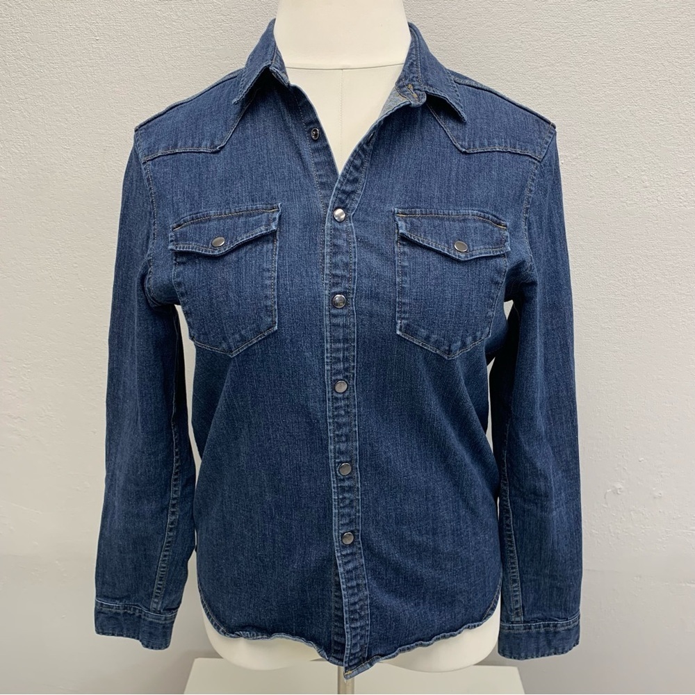 Paisley & Gray Blue Denim WESTERN Shirt Men’s size Medium/ 16 Neck